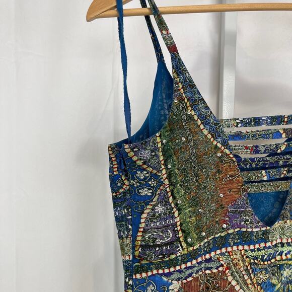 LEIFSDOTTIR Anthropologie Sennen Beaded Silk Dress Sleeveless Multicolor Size 2 - Picture 7 of 11